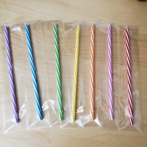 9&quot; Striped Eco Friendly Reusable BPA-Free Hard Plastic Drinking Straw Individually Wrapped For Cups, Mason Jars, Bottles, and Tumblers