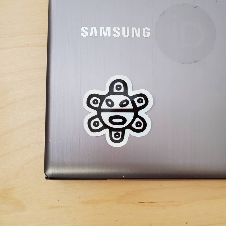 Holographic Puerto Rican Taino Symbols Coqui Puerto Rico Stickers, Permanent Weatherproof for Laptops, Cellphones, Car Decals, Journal Sol / Sun taino