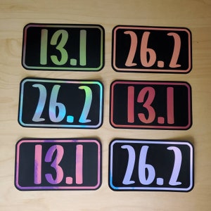 Holographic 13.1 Half Marathon Car Decal | 26.2 Marathon Vinyl Sticker Permanent Waterproof | Runner&#39;s Water Bottle Decal | Laptop Decal
