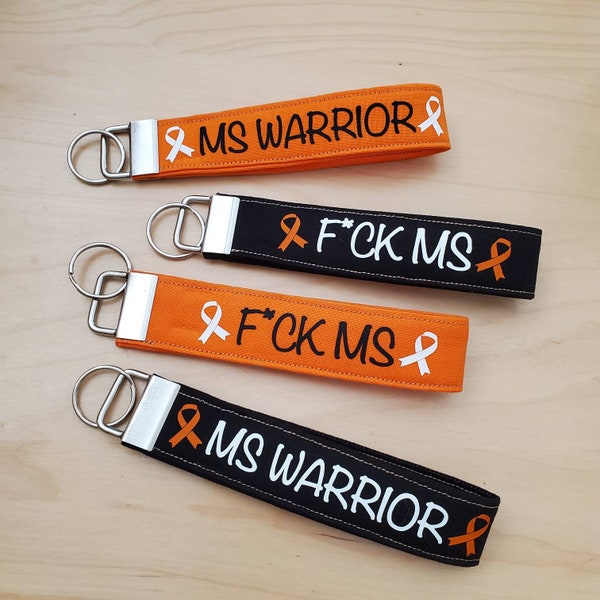 Personalizzato Sclerosi Multipla MS Awareness F * ck MS Warrior Portachiavi 100% Tessuto di cotone Portachiavi da polso Portachiavi