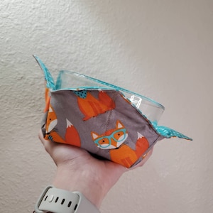 Dapper Hipster Fox Reversible Reusable Washable Bowl Cozy, Giftable Soup Potholder,  Ice Cream Cozy