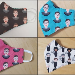Justice Ruth Bader Ginsburg RBG Elena Kagan Sonia Sotomayor Sandra Day O&#39;Connor Reversible Reusable Washable Cotton Lightweight Face Mask