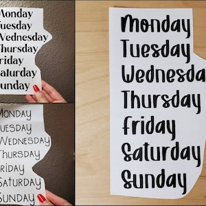 DAYS of the WEEK Labels | Classroom Decals | Teacher Blackboard | Weekday Planner | White Board Calendar Permanent Waterproof Vinyl Stickers