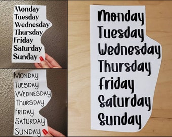 DAYS of the WEEK Labels | Classroom Decals | Teacher Blackboard | Weekday Planner | White Board Calendar Permanent Waterproof Vinyl Stickers