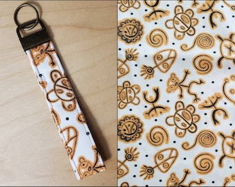 Boricua Puerto Rican Taino Symbols Wristlet Keychain Key Holder Key Fob Wristlet Perfect Gift