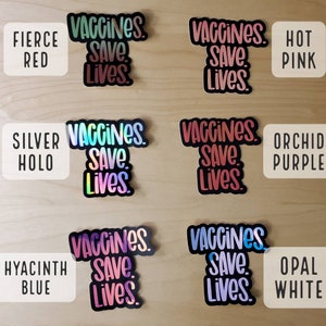 Holographic Vaccines Save Lives Vaccinated, Immunization Stickers Permanent Waterproof to Personalized Laptops, Cellphones, Car Decals