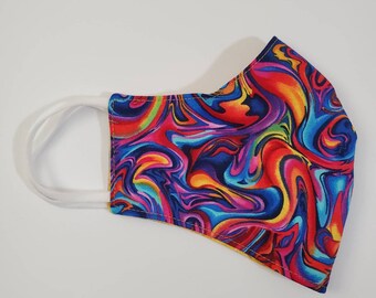 Vibrant Colorful Multicolor Oil Slick Reversible Reusable Washable Premium Cotton Face Mask