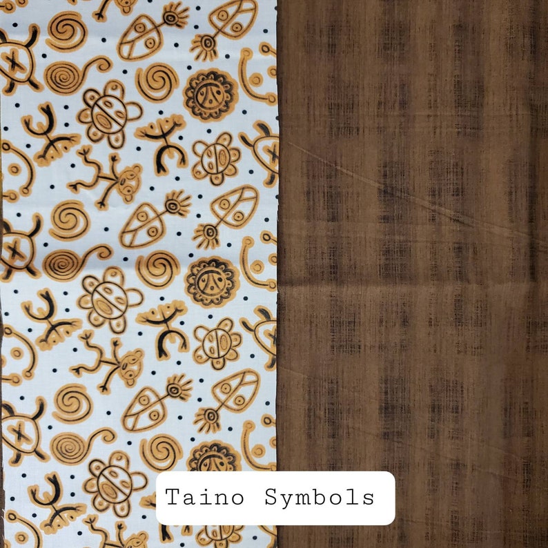 Puerto Rico Textile Pattern Puerto Rican Taino Symbols Coqui Old San Juan Quilted Fabric Coasters ...