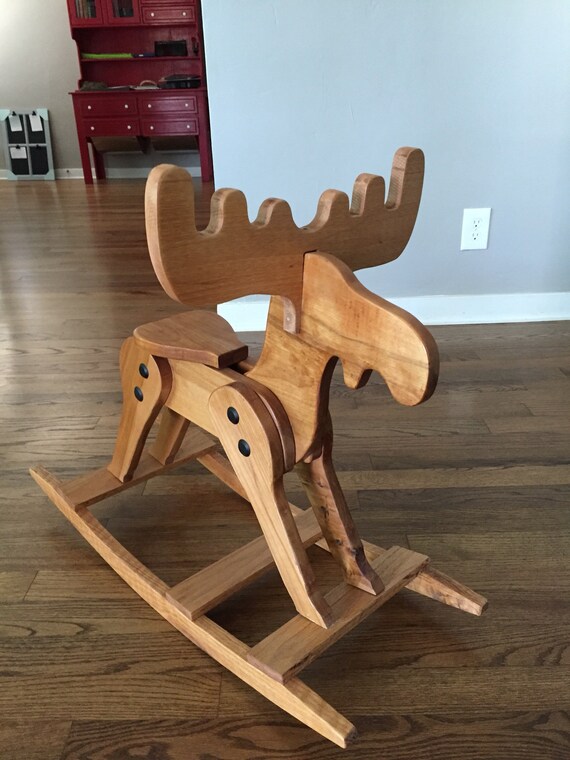 wooden moose rocking horse