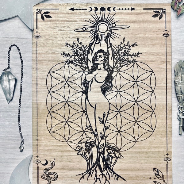 Goddess + flower of life Board sacred board - Locally made
