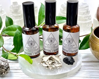 GOOD JUJU - Smudge SAGE clearing spray -Black tourmaline Crystals 100% essential sage oil - clears Negative Energy— 30ML & 50ML