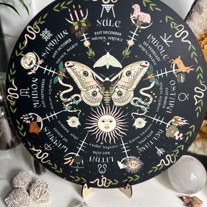 Colour Wheel of the year board | Wiccan | witch Pagan Calendar - printed wood Locally made