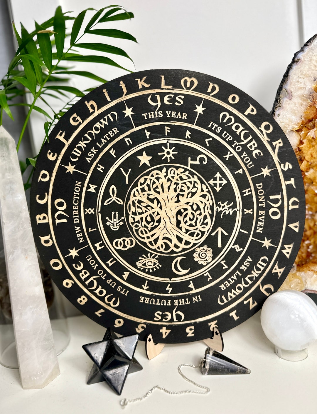 Tree of Life | Spirit | Pendulum| Runes Board - Engraved Wood - Locally ...