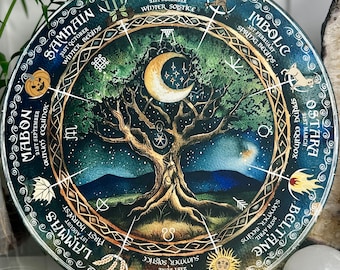 Tree of Life | Wheel of the year board | Wiccan | witch Pagan Calendar - printed wood Locally made