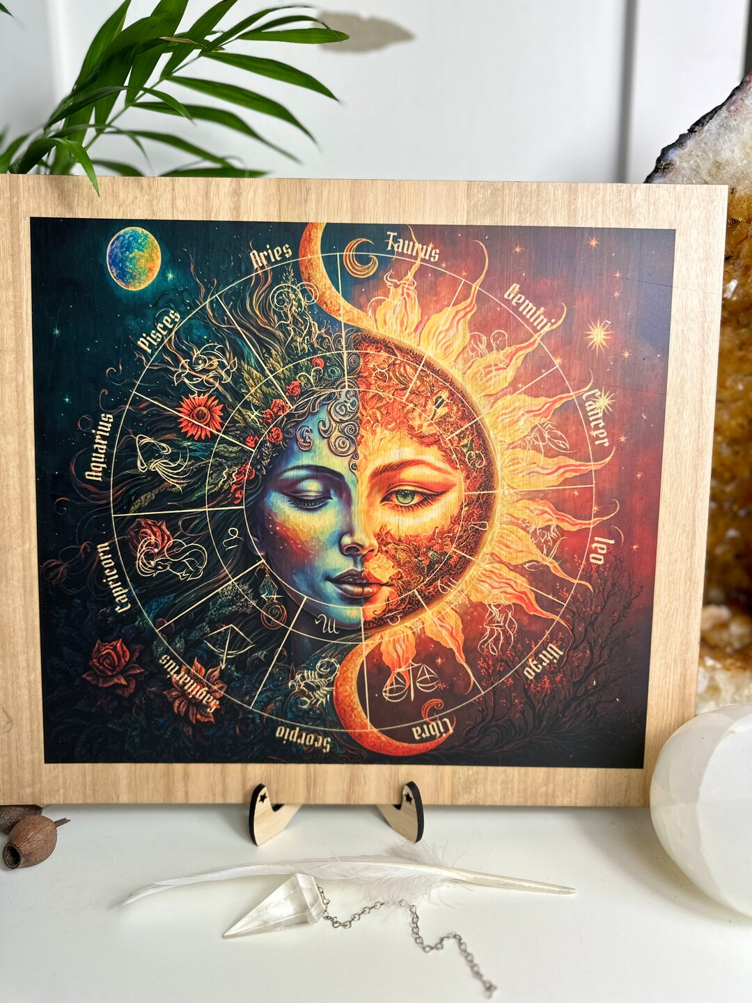 Astrology Wheel Sun Moon Star Signs Symbols Etsy