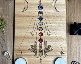 Non binary Distant Healing board + lotus chakra cutouts- crystal chips included