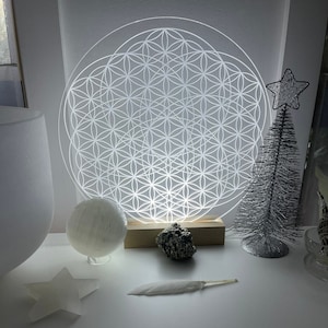 Flower of Life Variation | high vibrational pattern | optional USB LED light base