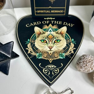 Mystical Spirit Cat Oracle & Tarot Card Display Holder | Boho Gypsy Psychic Reading Accessory
