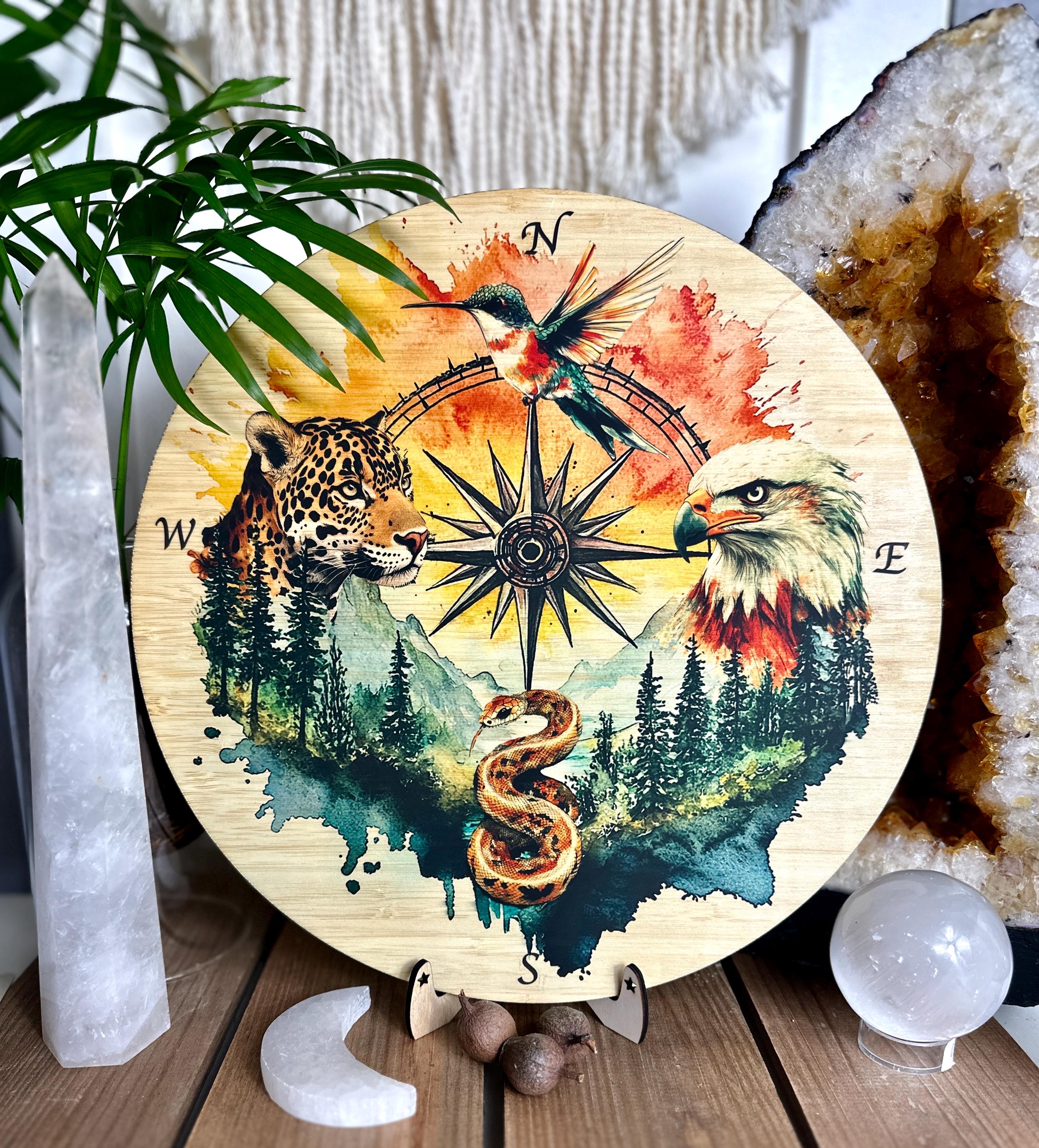 Shamanic Wheel | 4 Directions - Jaguar, Eagle, Hummingbird, Snake