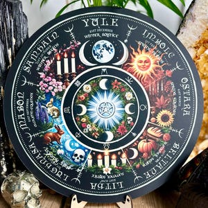 Wheel of the year board | Wiccan | witch| Pagan Calendar printed Calendar Board: Wheel of the Year Altar Decor - Handcrafted