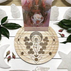 Spiral Goddess Oracle, tarot, Tasman Oak message card holder - amazing for setting intentions, Daily Messages, affirmation cards.