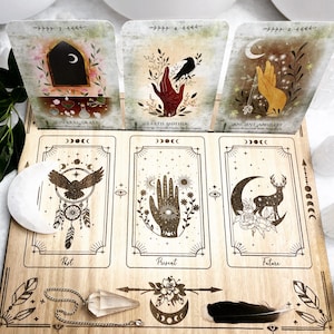 3 card Feather + Animal oracle tarot card board - one of my favourites amazing for setting intentions, readings, affirmation cards.