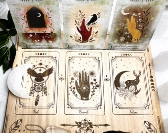 3 card Feather + Animal oracle tarot card board - one of my favourites amazing for setting intentions, readings, affirmation cards.
