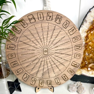 Futhark Runes pendulum wooden board | Runes cheat sheet 30+40cm 15.7' avail