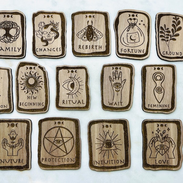 Wooden Casting Charms | runes | readings - 14 piece set