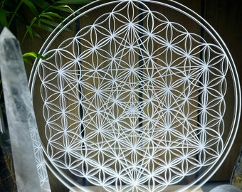 Flower of Life and Metatron Cube variation | 2 high vibrational patterns | optional  LED light base | 30+40cm 15.7" available
