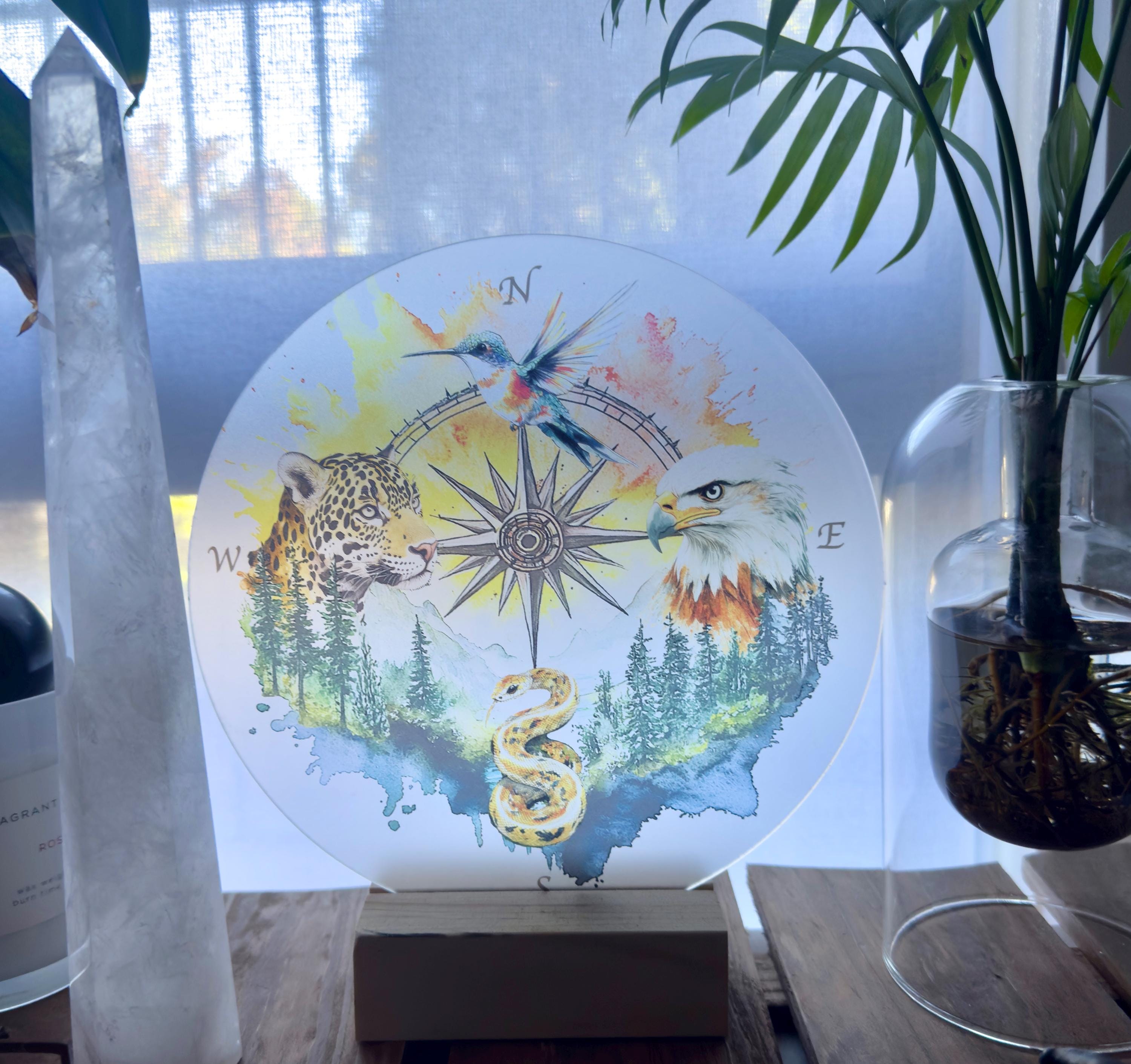 Shamanic Wheel | 4 Directions - Jaguar, Eagle, Hummingbird, Snake