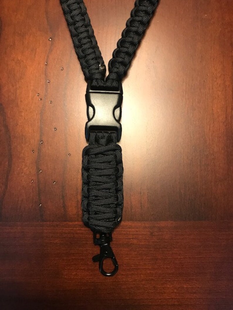 Black Paracord Neck Lanyard with Detachable ID/Key Piece Etsy
