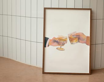 Nadruk „Cheers”, nadruk „bar”, martini, nadruk vintage