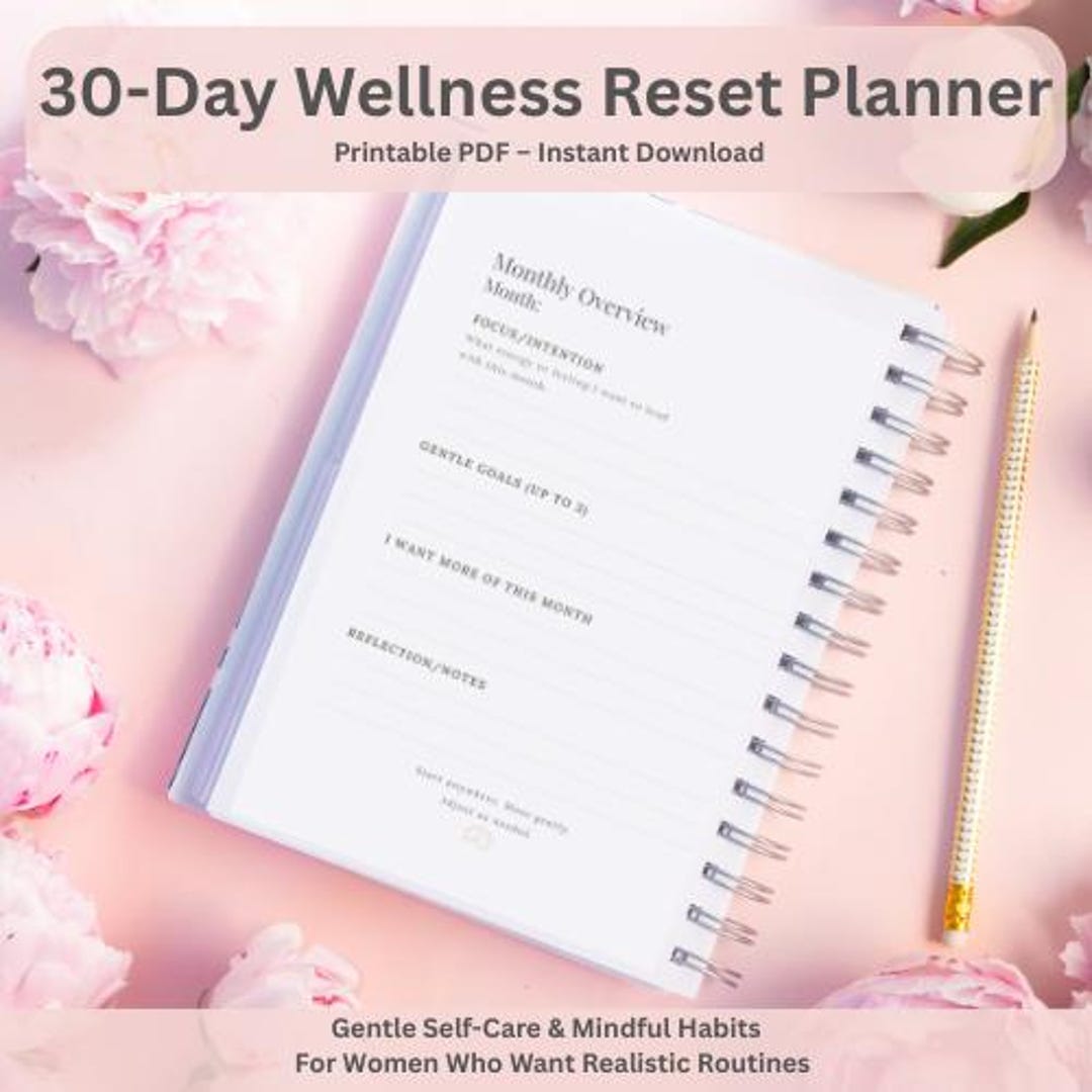 Printable 30-day Wellness Reset Planner PDF – Gentle Self-care, Mindful ...