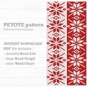 Peyote Bracelet Pattern - Christmas beading pattern - Winter Textile