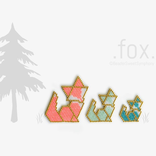 Fox Bead Pattern - 3 sizes - Brick Stitch or Peyote Stitch