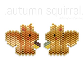 Squirrel Brick Stitch Pattern – Autumn Bead Pattern