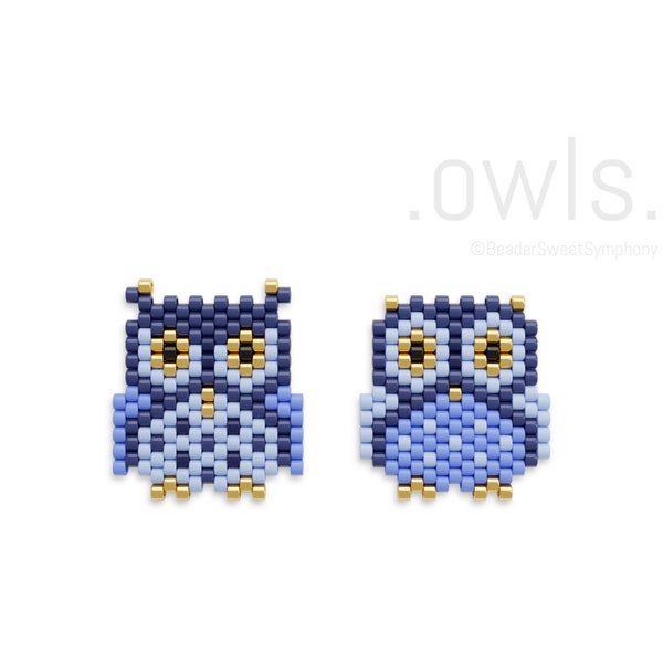 Owls - Brick Stitch - Owl Bead Pattern - 2 designs