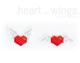 Heart with Wings Beading Pattern - Brick Stitch - PDF pattern