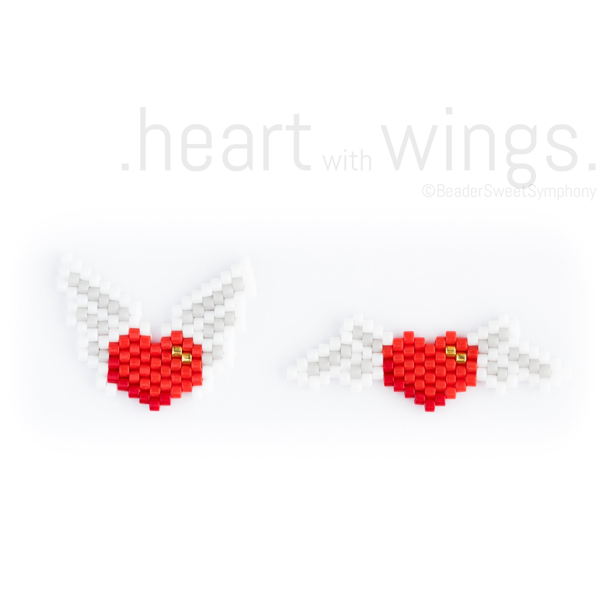 Patrón de cuentas Corazón con alas - Punto ladrillo - Patrón PDF