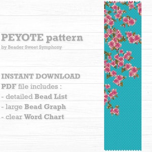 Cherry Blossom Peyote Bracelet Pattern - Beading pattern
