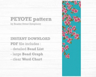 Cherry Blossom Peyote Bracelet Pattern - Beading pattern