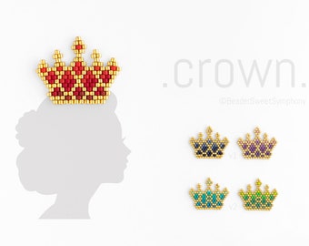 Crown Brick Stitch Pattern - Beading Pattern (2 versions)