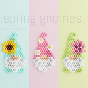 Spring Gnomes - Bead Pattern - Brick Stitch - 3 designs