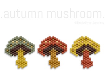 Mushroom Brick Stitch Pattern – Autumn Bead Pattern