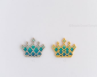 Crown Brick Stitch Pattern Beading Pattern (2 Versions) - Main Image