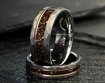 THE ANCIENT: Meteorite Dinosaur Bone x Rose Gold Tungsten Wedding Ring Band