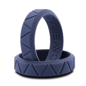 Mens Slate 7mm Silicone Wedding Ring. Unique Mens Fitness Rubber Gift Band.