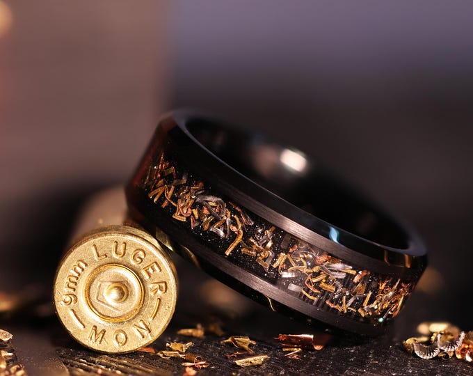 Reclaimed Bullet Shell Wedding Ring: Brass, Copper, Steel & Tungsten Band
