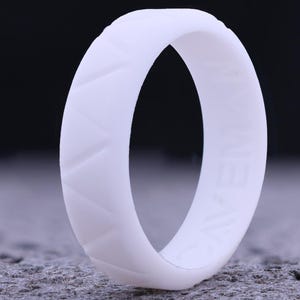 Mens White Silicone Wedding Ring! Custom Fitness Rubber Gift Band